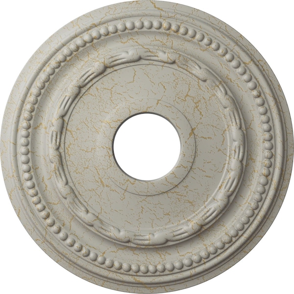 Ekena Millwork Federal Ceiling Medallion (Canopies up to 8 1/2"), 15 3/8"OD x 3 5/8"ID x 1"P, Pot of Cream Crackle CM15FEPCC - main
